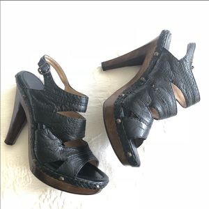 FRYE Dara Campus Stitch Black Heels